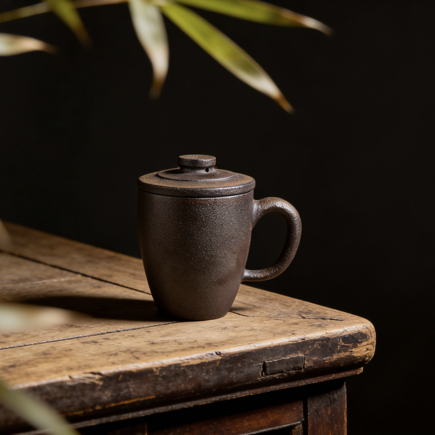 Coarse Pottery Lidded Mug - Sishui Clay
